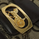 CELINE C Sulky Shoulder Bag Canvas Beige Gold Auth sw1120-14