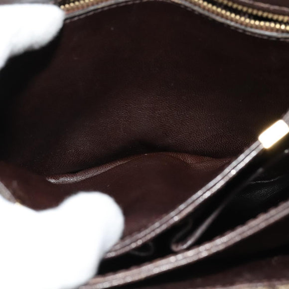 CELINE C Sulky Shoulder Bag Canvas Beige Gold Auth sw1120