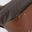 CELINE Macadam Canvas Hand Bag PVC Leather Brown Gold Auth sw1125-15