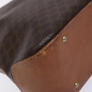 CELINE Macadam Canvas Hand Bag PVC Leather Brown Gold Auth sw1125-17