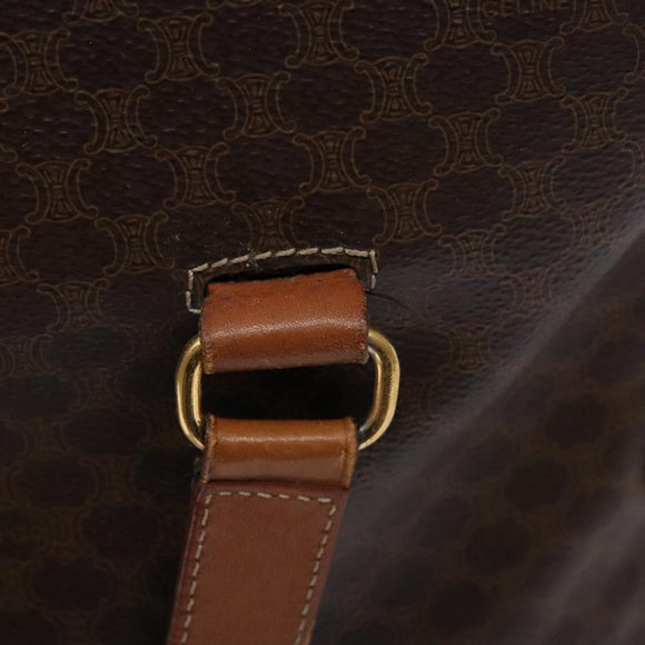 CELINE Macadam Canvas Hand Bag PVC Leather Brown Gold Auth sw1125