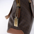 CELINE Macadam Canvas Hand Bag PVC Leather Brown Gold Auth sw1125-18