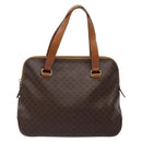 CELINE Macadam Canvas Hand Bag PVC Leather Brown Gold Auth sw1125-13