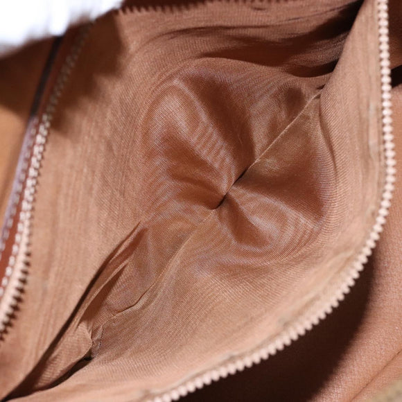 CELINE Macadam Canvas Hand Bag PVC Leather Brown Gold Auth sw1125