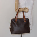 CELINE Macadam Canvas Hand Bag PVC Leather Brown Gold Auth sw1125-24