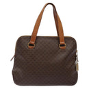 CELINE Macadam Canvas Hand Bag PVC Leather Brown Gold Auth sw1125-2