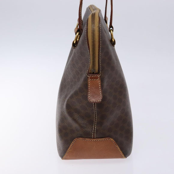 CELINE Macadam Canvas Hand Bag PVC Leather Brown Gold Auth sw1125