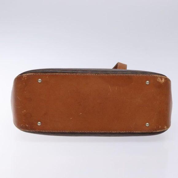 CELINE Macadam Canvas Hand Bag PVC Leather Brown Gold Auth sw1125