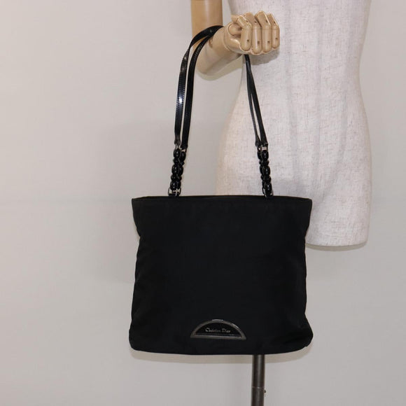 Christian Dior Maris Pearl Tote Bag Nylon Black Auth sw1127