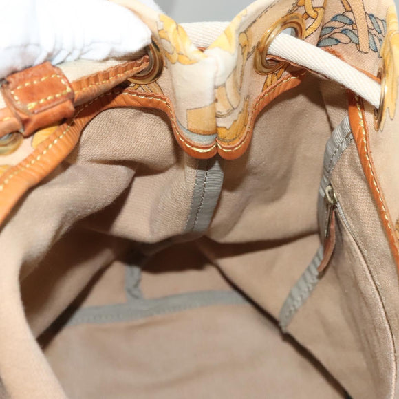 LOEWE Shoulder Bag Canvas Beige Gold Auth sw1129