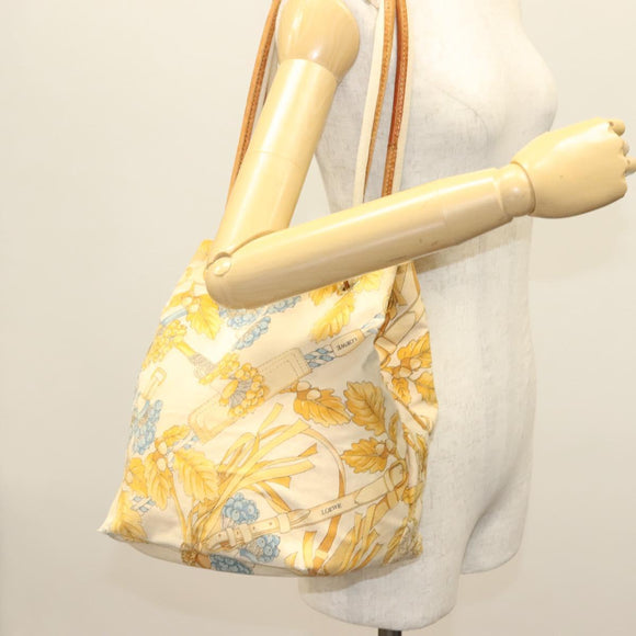 LOEWE Shoulder Bag Canvas Beige Gold Auth sw1129