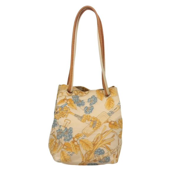 LOEWE Shoulder Bag Canvas Beige Gold Auth sw1129