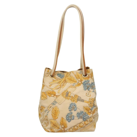 LOEWE Shoulder Bag Canvas Beige Gold Auth sw1129
