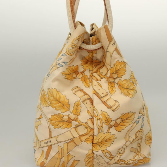 LOEWE Shoulder Bag Canvas Beige Gold Auth sw1129