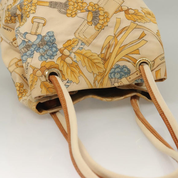 LOEWE Shoulder Bag Canvas Beige Gold Auth sw1129