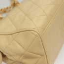 CHANEL Matelasse Chain Shoulder Bag Lamb Skin Beige Gold CC Auth sw1131-9