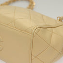 CHANEL Matelasse Chain Shoulder Bag Lamb Skin Beige Gold CC Auth sw1131-14