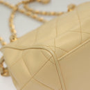 CHANEL Matelasse Chain Shoulder Bag Lamb Skin Beige Gold CC Auth sw1131-15