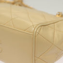 CHANEL Matelasse Chain Shoulder Bag Lamb Skin Beige Gold CC Auth sw1131-16