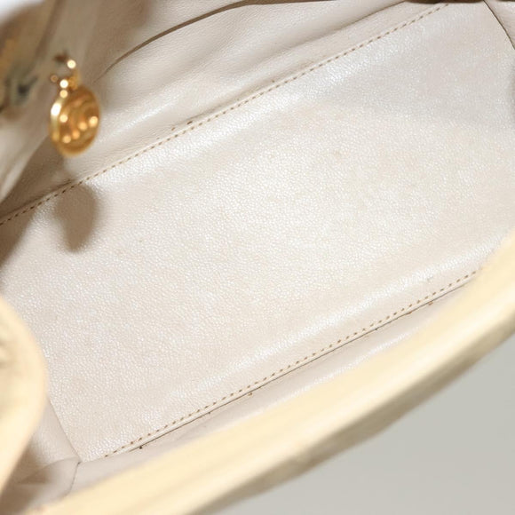 CHANEL Matelasse Chain Shoulder Bag Lamb Skin Beige Gold CC Auth sw1131