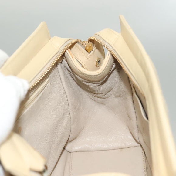 CHANEL Matelasse Chain Shoulder Bag Lamb Skin Beige Gold CC Auth sw1131