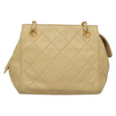 CHANEL Matelasse Chain Shoulder Bag Lamb Skin Beige Gold CC Auth sw1131-13