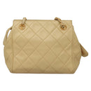 CHANEL Matelasse Chain Shoulder Bag Lamb Skin Beige Gold CC Auth sw1131-2