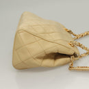 CHANEL Matelasse Chain Shoulder Bag Lamb Skin Beige Gold CC Auth sw1131-3