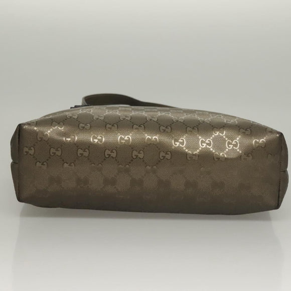 GUCCI GG Implementation Tote Bag PVC Khaki Silber 211138 Auth sw1132