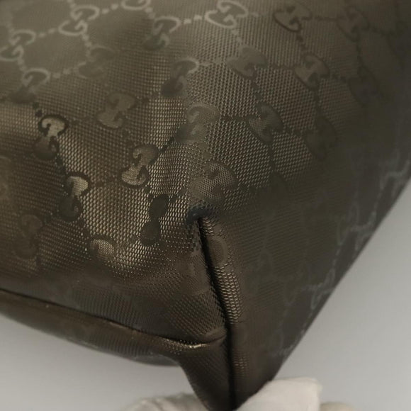 GUCCI GG Implementation Tote Bag PVC Khaki Silver 211138 Auth sw1132
