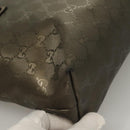 GUCCI GG Implementation Tote Bag PVC Khaki Silber 211138 Auth sw1132-17