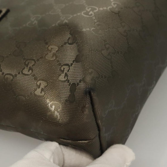 GUCCI GG Implementation Tote Bag PVC Khaki Silber 211138 Auth sw1132