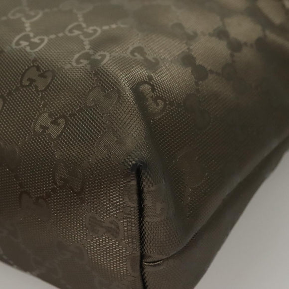 GUCCI GG Implementation Tote Bag PVC Khaki Silber 211138 Auth sw1132