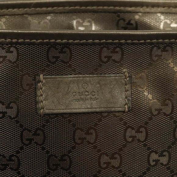 GUCCI GG Implementation Tote Bag PVC Khaki Silber 211138 Auth sw1132