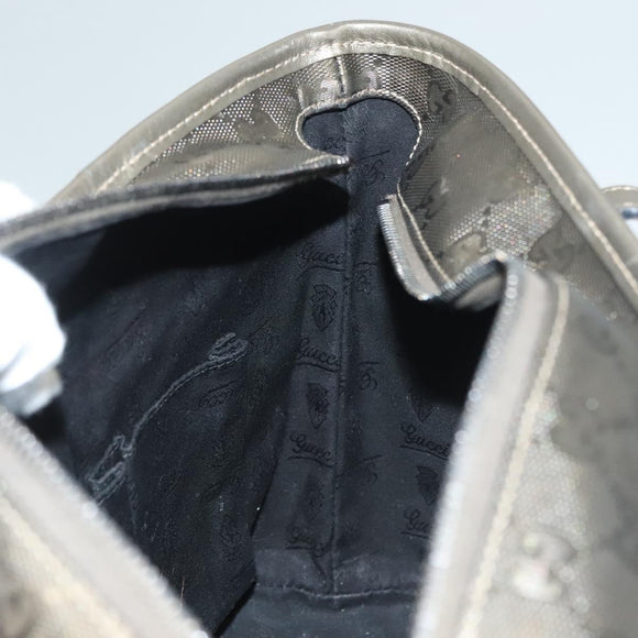 GUCCI GG Implementation Tote Bag PVC Khaki Silver 211138 Auth sw1132