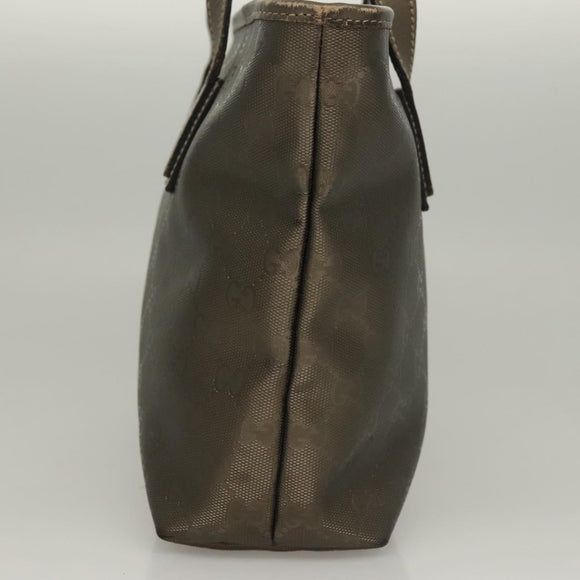 GUCCI GG Implementation Tote Bag PVC Khaki Silber 211138 Auth sw1132