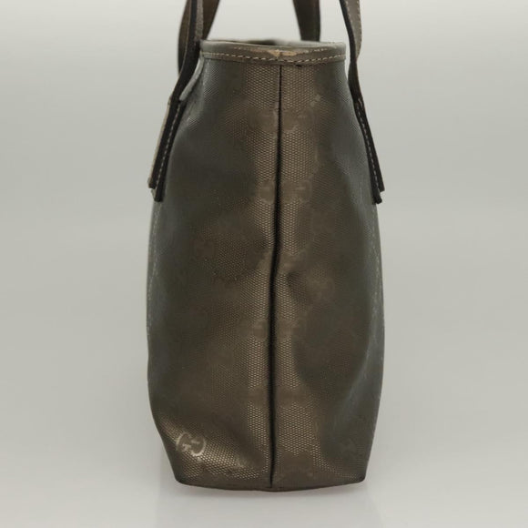 GUCCI GG Implementation Tote Bag PVC Khaki Silver 211138 Auth sw1132
