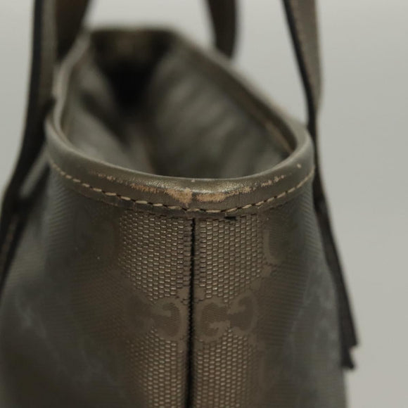 GUCCI GG Implementation Tote Bag PVC Khaki Silver 211138 Auth sw1132