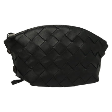 BOTTEGA VENETA INTRECCIATO Pouch Leather Black Auth sw1135