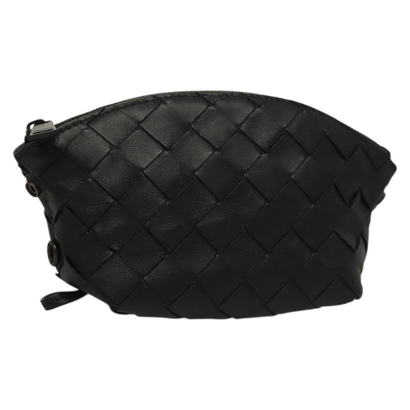 BOTTEGA VENETA INTRECCIATO Pouch Leather Black Auth sw1135