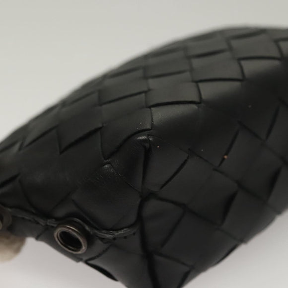 BOTTEGA VENETA INTRECCIATO Pouch Leather Black Auth sw1135