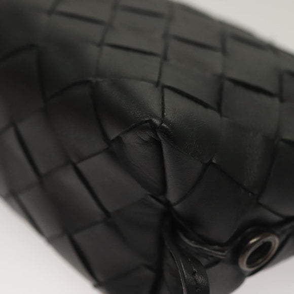 BOTTEGA VENETA INTRECCIATO Pouch Leather Black Auth sw1135