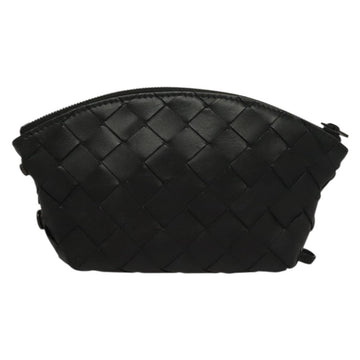 BOTTEGA VENETA INTRECCIATO Pouch Leather Black Auth sw1135 - 0