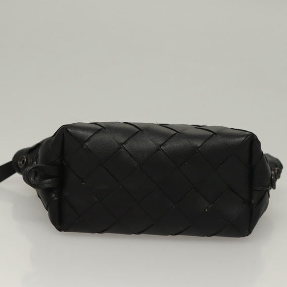 BOTTEGA VENETA INTRECCIATO Pouch Leather Black Auth sw1135
