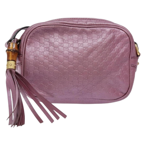 GUCCI Micro GG Canvas Guccissima Bag Leather Pink Gold 309538 Auth sw1136