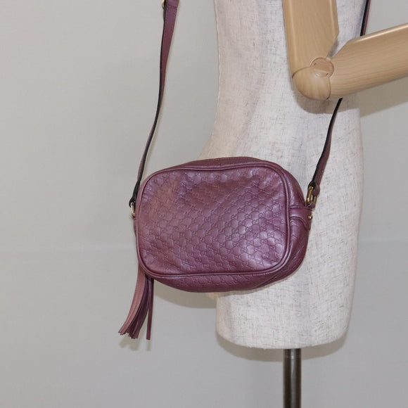 GUCCI Micro GG Canvas Guccissima Bag Leather Pink Gold 309538 Auth sw1136