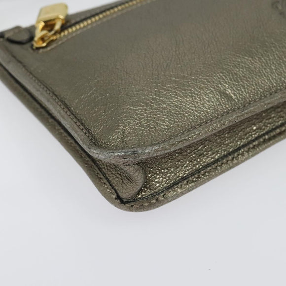 LOEWE Shoulder Pouch Leather Gold Auth sw1137