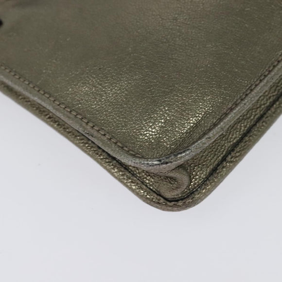 LOEWE Shoulder Pouch Leather Gold Auth sw1137