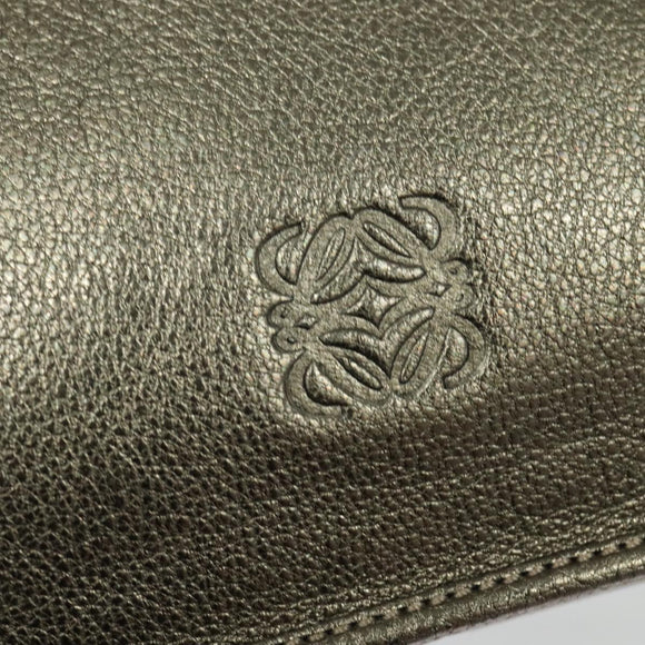 LOEWE Shoulder Pouch Leather Gold Auth sw1137