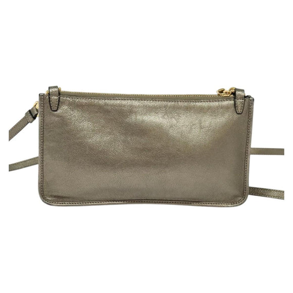 LOEWE Shoulder Pouch Leather Gold Auth sw1137